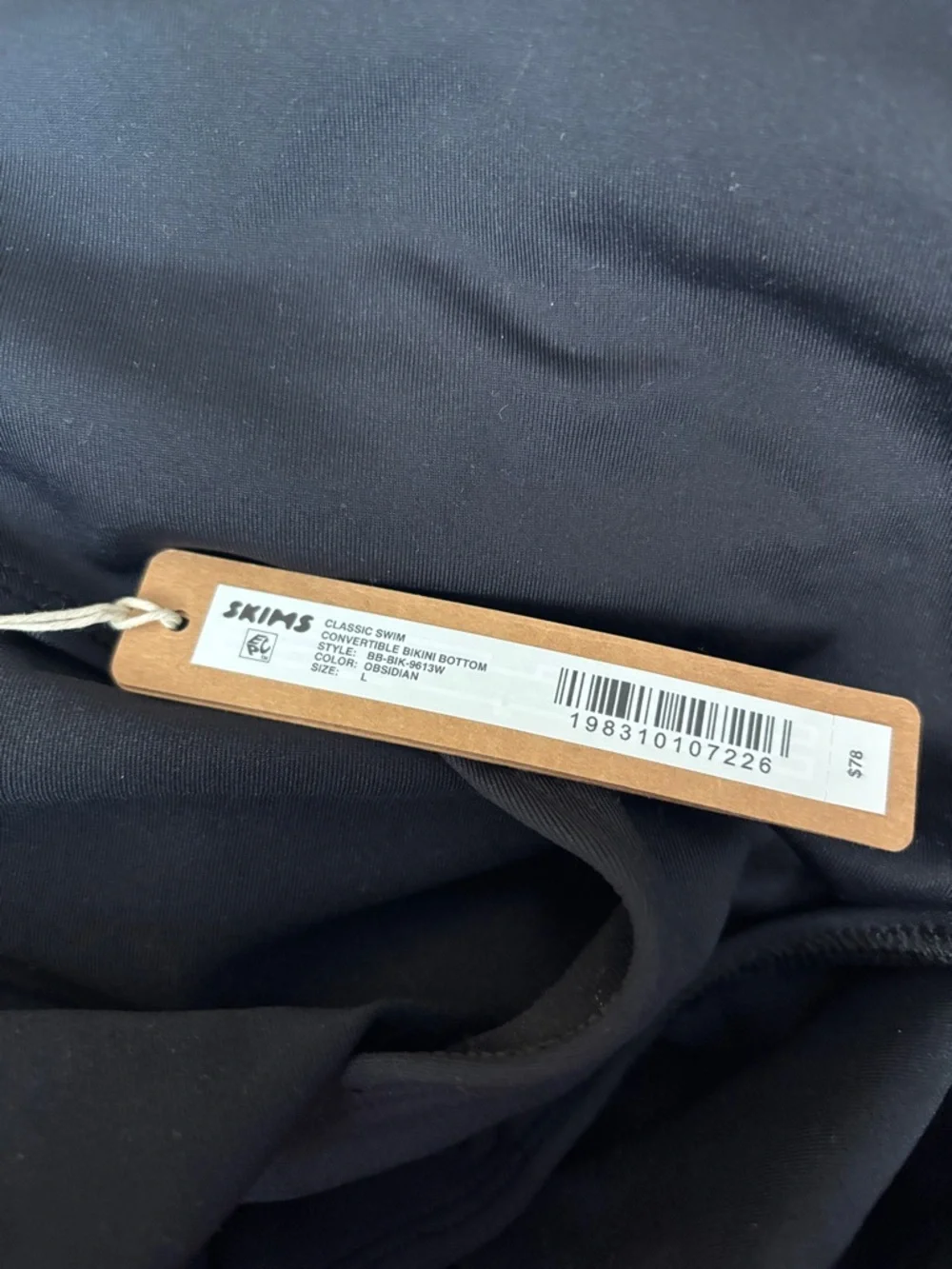 SKIMS NWT Classic Swim Convertible Bikini Bottom - Obsidian